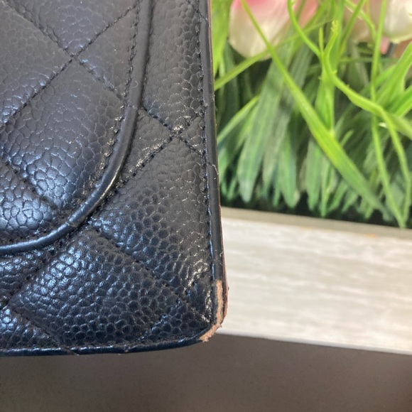Chanel authentic quilted black leather caviar wallet multiple pockets - Picture 9 of 16
